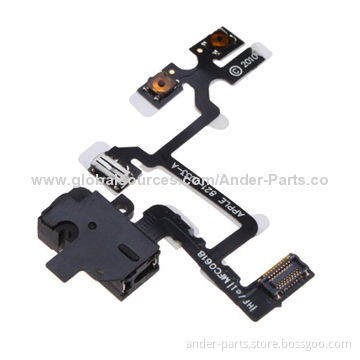 Factory Price Audio Earphone Jack Flex Cable for iPhone 4S/4G, Black/White, Fits for Repair Centers